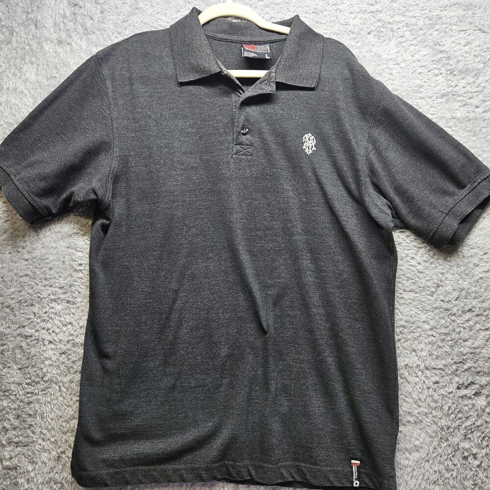 Southpole Mens Dark Gray Polo Shirt Large Casual Logo Preppy